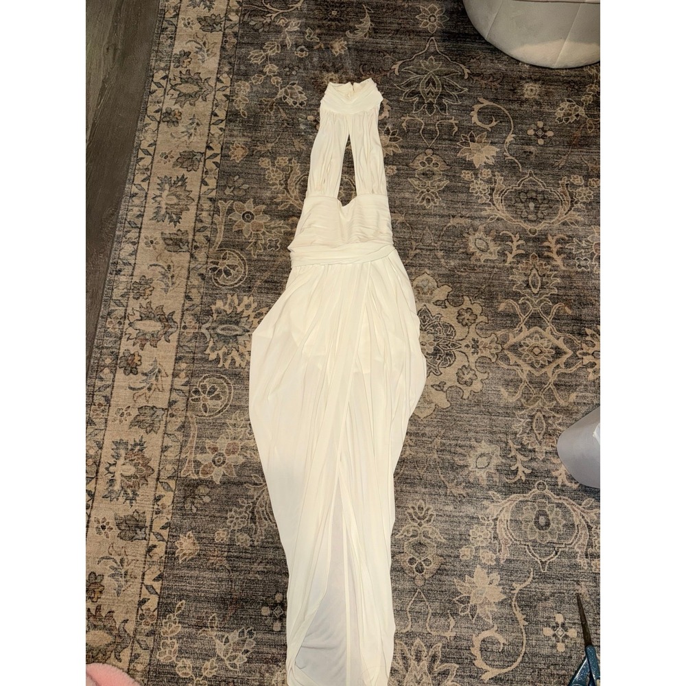 House of CB White Bridal Pleated Halter Maxi Dress Bodycon Ruched